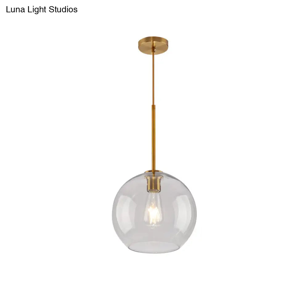 Modern Global Pendant Light With Clear/Amber Glass And Gold Finish Available In 3 Sizes