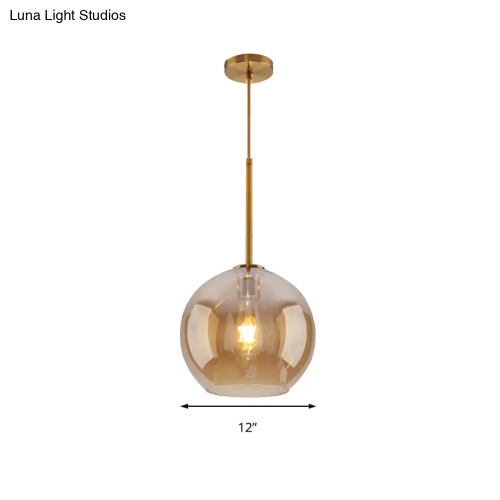 Modern Global Pendant Light With Clear/Amber Glass And Gold Finish Available In 3 Sizes