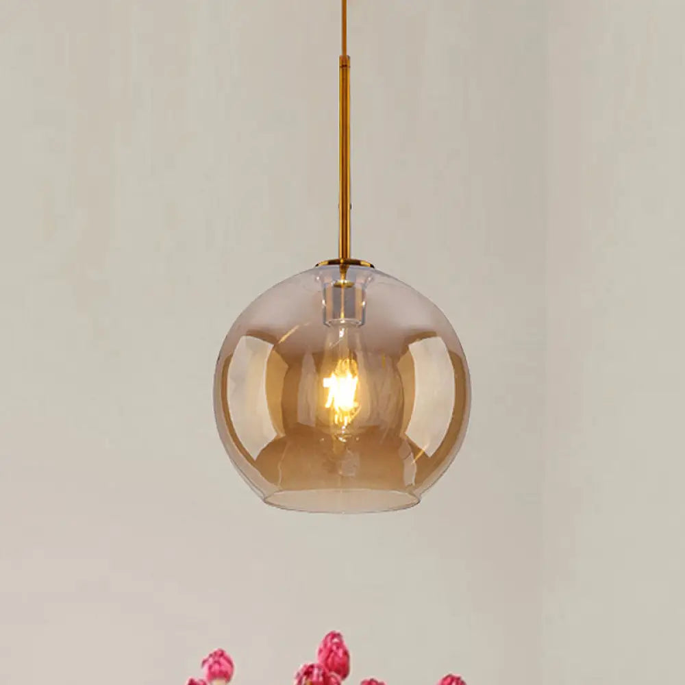Modern Global Pendant Light With Clear/Amber Glass And Gold Finish Available In 3 Sizes Amber / 8’