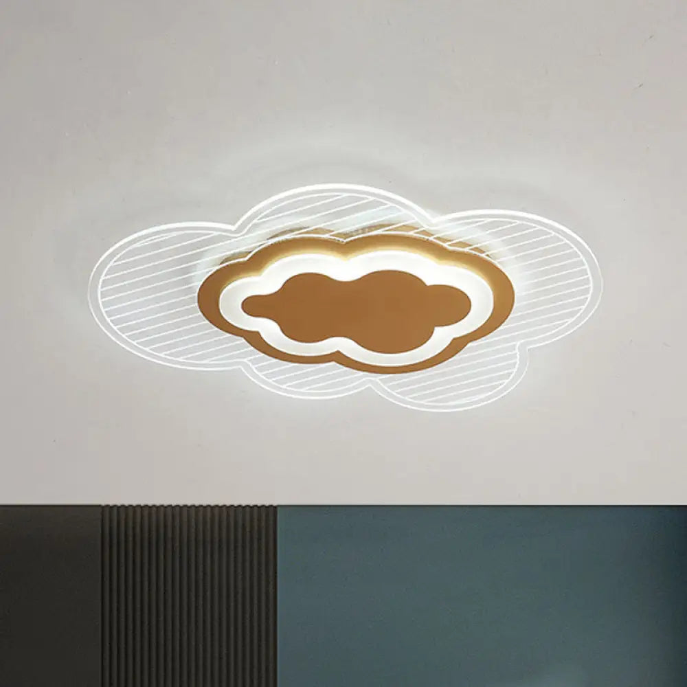 Modern Gold Ceiling Light Fixture: Cloud Bedroom Flush Mount Acrylic Led With Warm/White