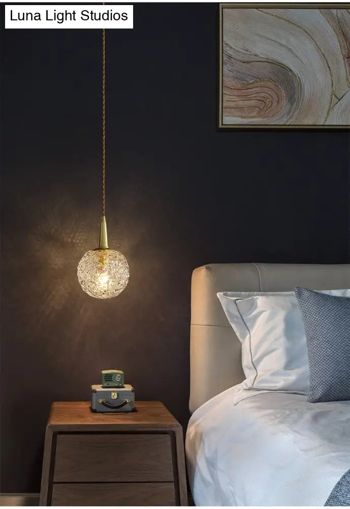 Modern Gold Crystal Pendant Ceiling Light Spherical Suspension Lamp