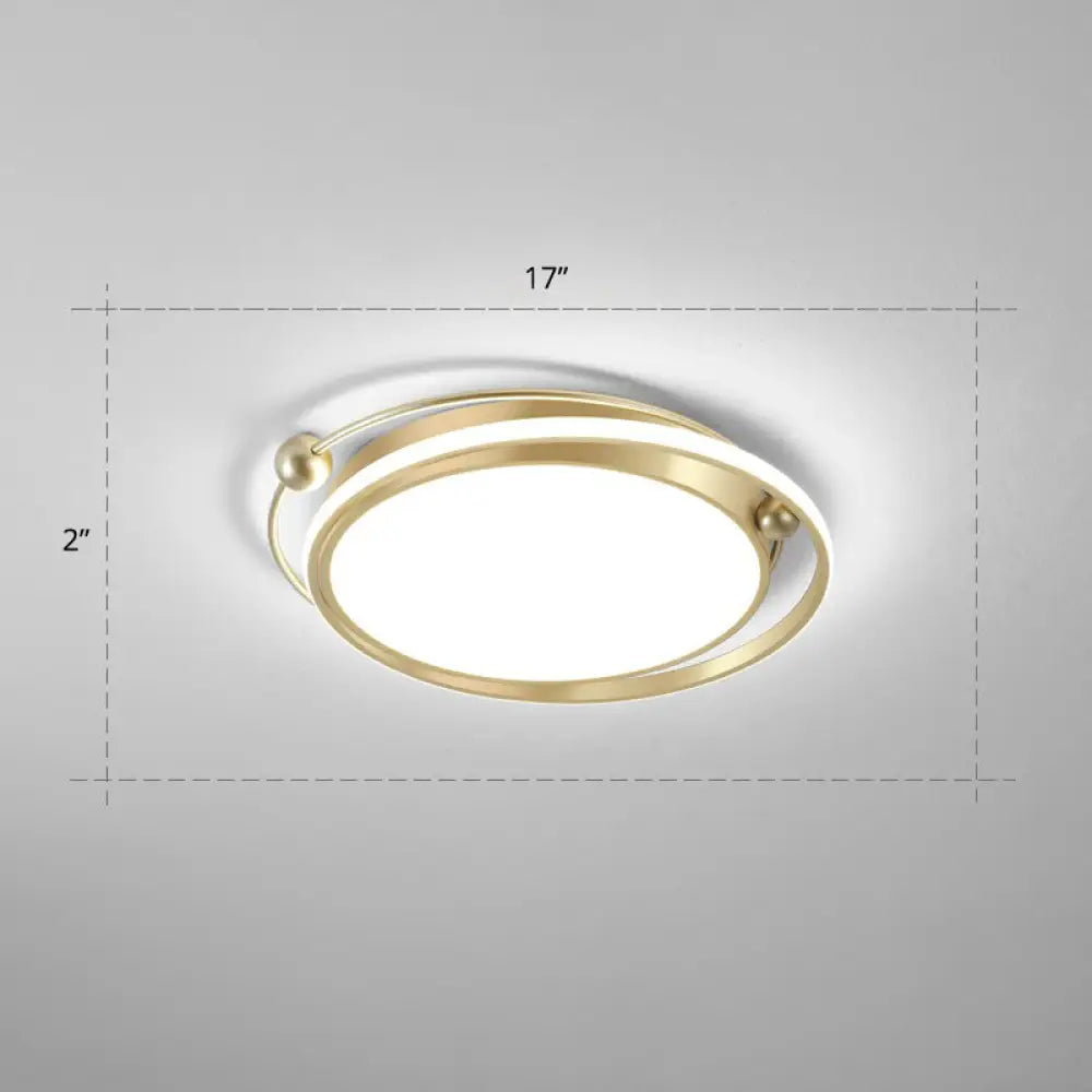 Modern Gold Led Ceiling Light With Halo Ring Flush Mount For Bedroom / 17’ White