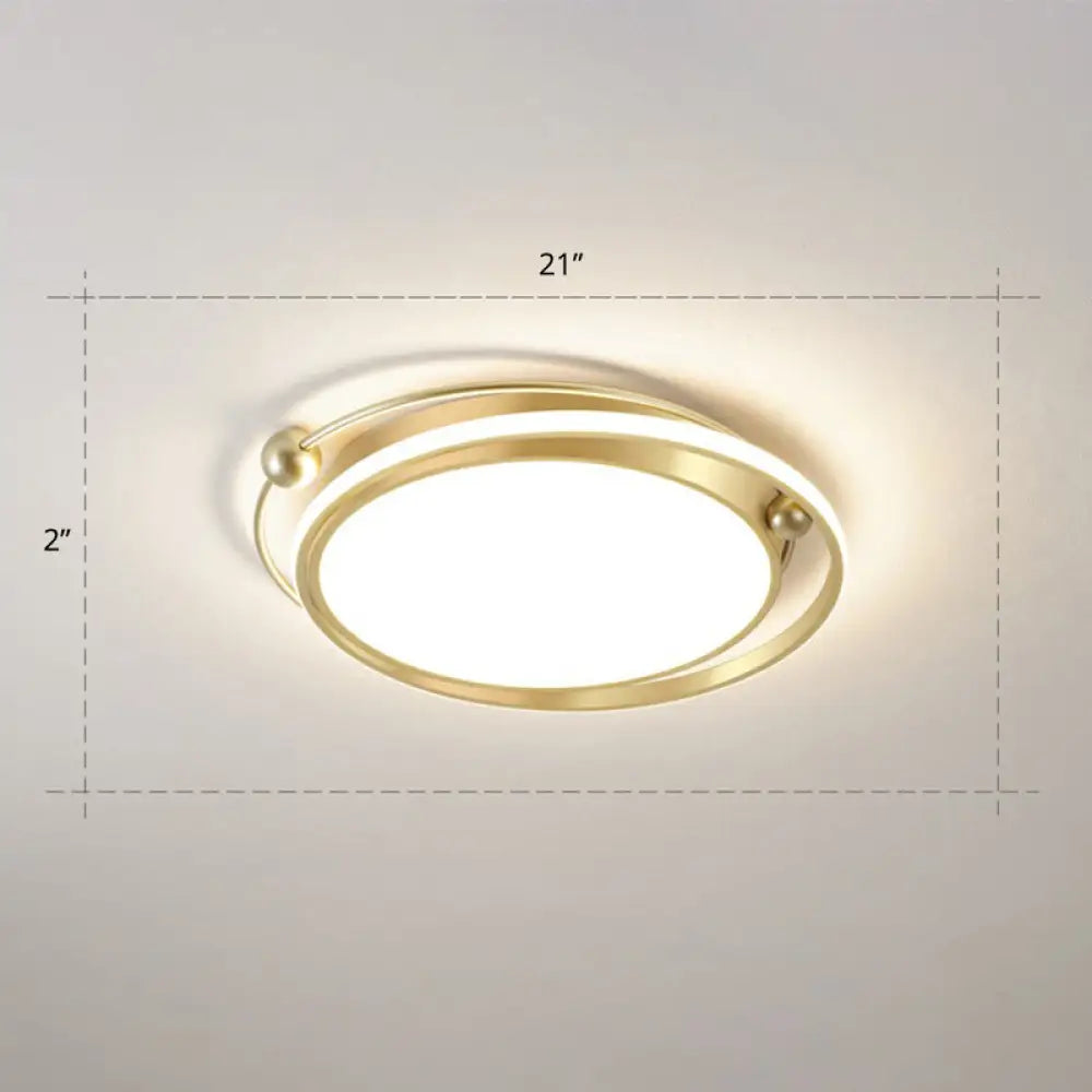 Modern Gold Led Ceiling Light With Halo Ring Flush Mount For Bedroom / 21’ Warm
