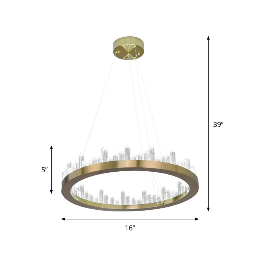 Modern Gold Led Chandelier In Warm/White Light For Bedroom - 16/23.5 Wide