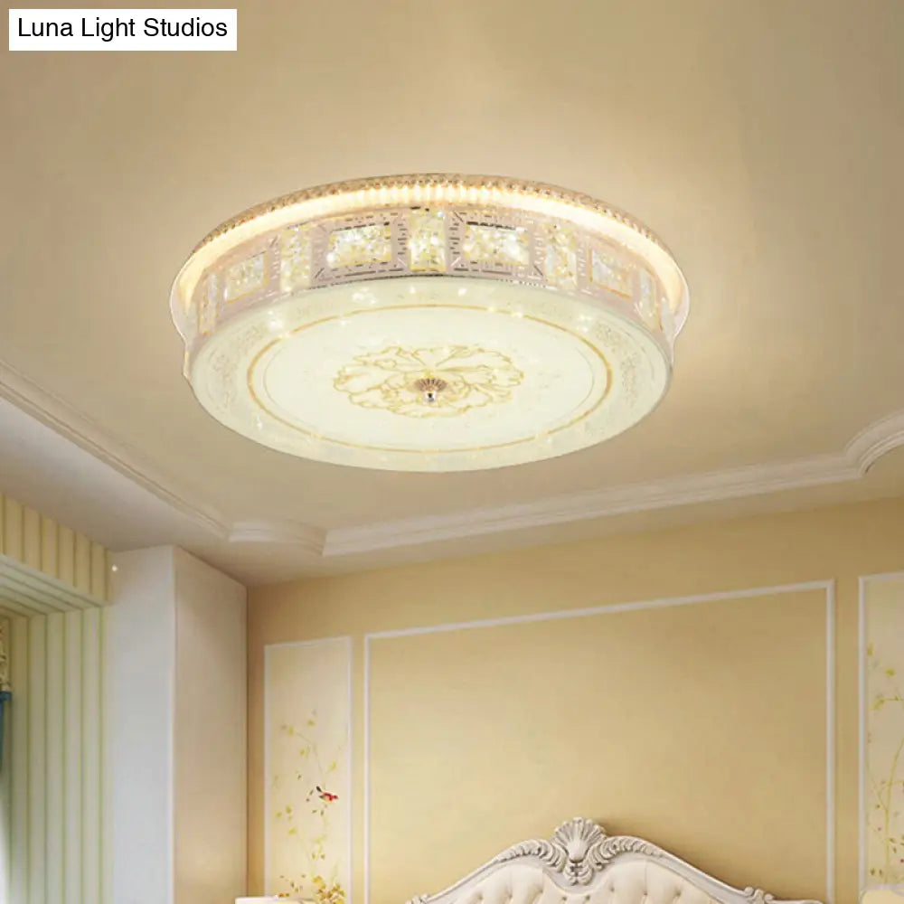 Modern Gold Led Crystal Flush Mount Spotlight - Elegant Flower Pattern Ceiling Light For Living Room