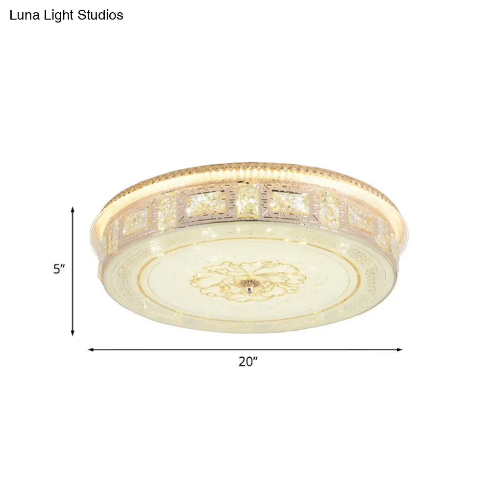 Modern Gold Led Crystal Flush Mount Spotlight - Elegant Flower Pattern Ceiling Light For Living Room