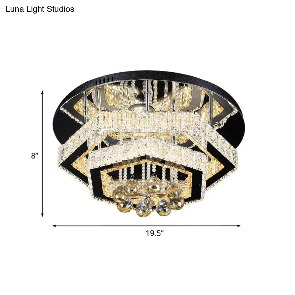 Modern Gold Led Semi Flush Mount Ceiling Lamp With Crystal Frame