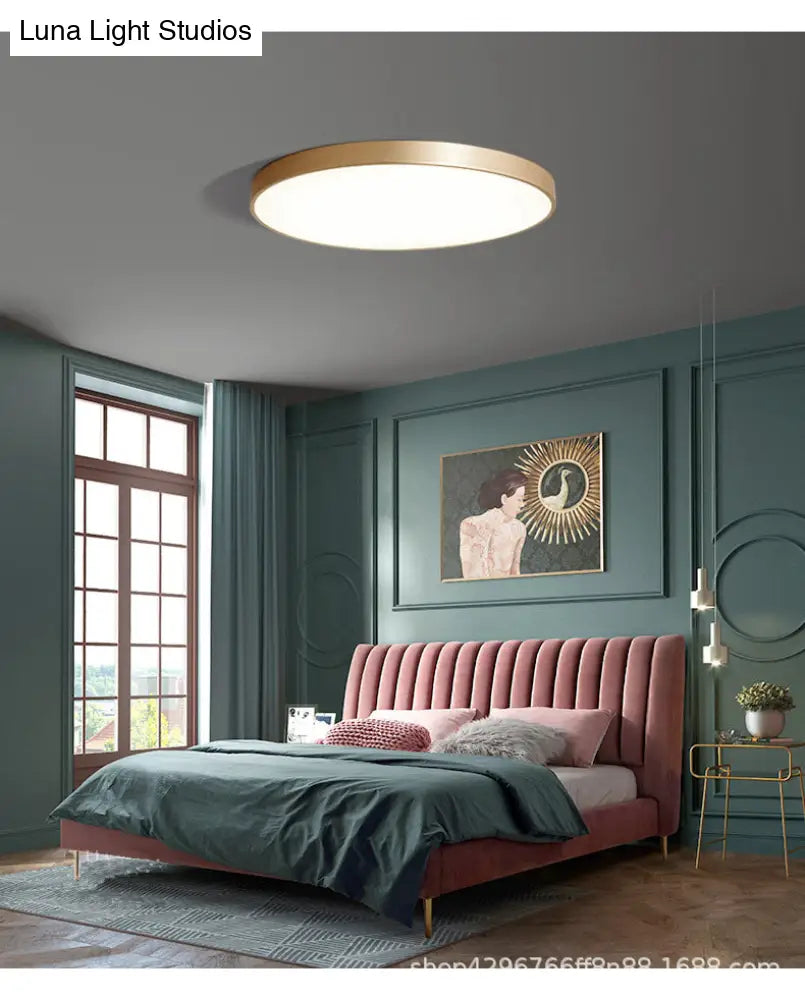 Modern Gold Metal Led Flush Mount Ceiling Lamp For Bedroom Lighting