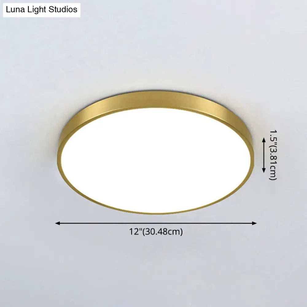 Modern Gold Metal Led Flush Mount Ceiling Lamp For Bedroom Lighting