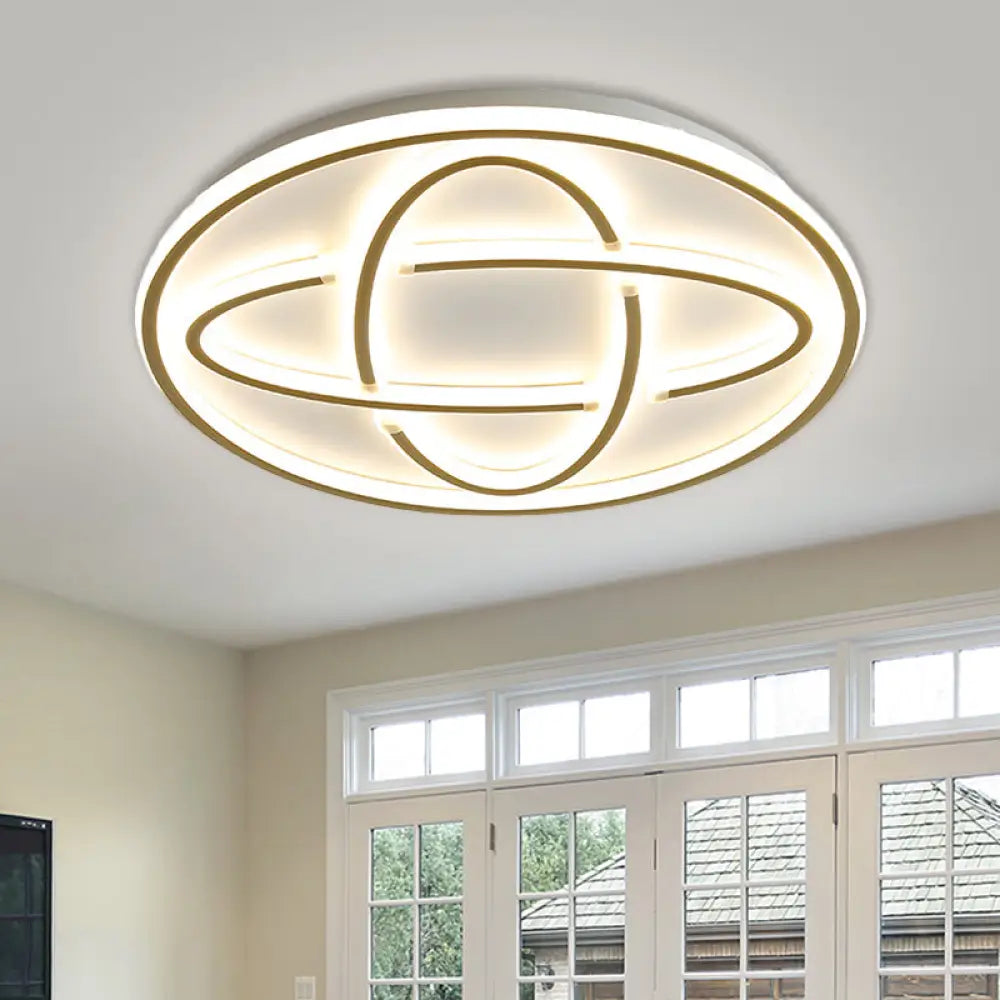 Modern Gold Metal Led Flush Mount Ceiling Light For Living Room