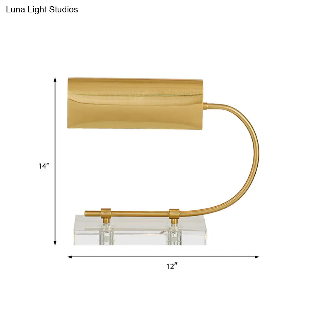Modern Gold Metal Table Lamp With Clear Crystal Base