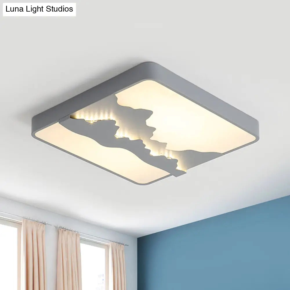 Modern Gray/White Metal Led Flush Mount Ceiling Lamp - 16’/19.5’ Wide Warm/White Light