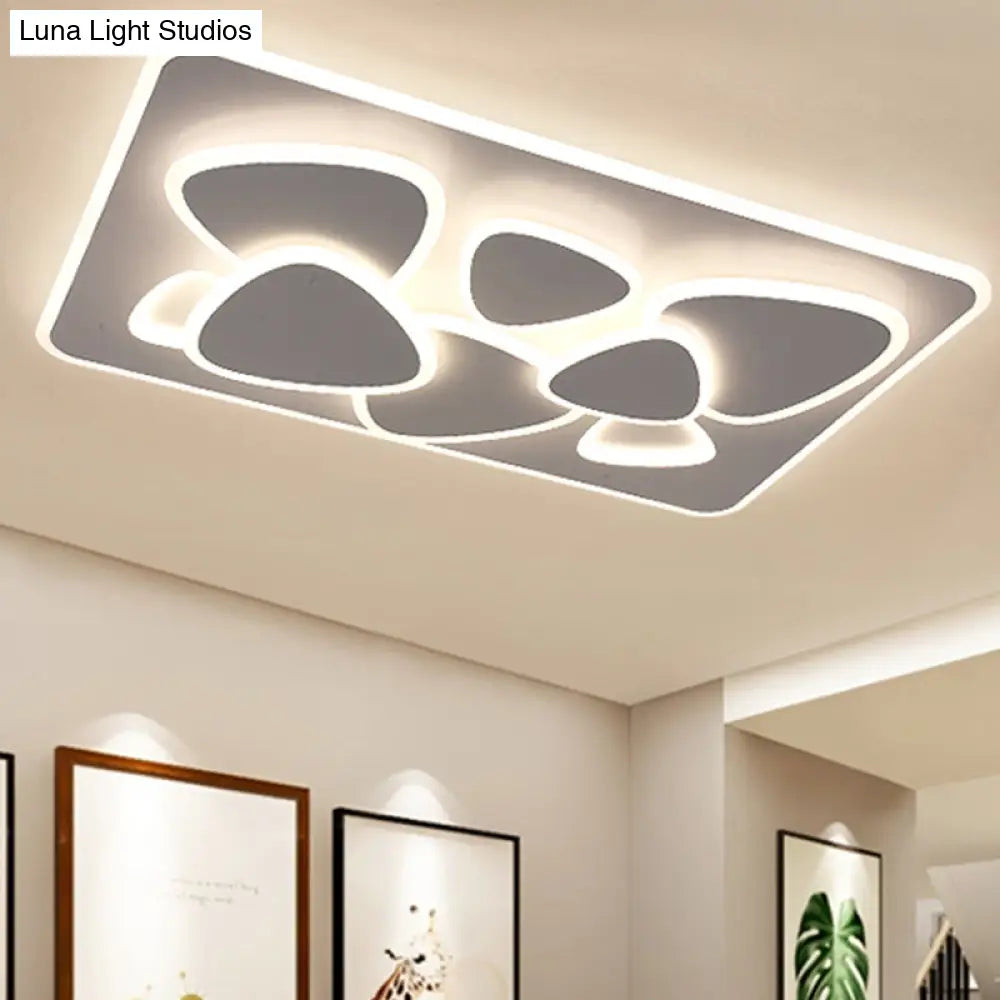 Modern Grey Flush Mount Led Ceiling Light With Overlapping Design In White/Warm - 19.5’/38’ Wide