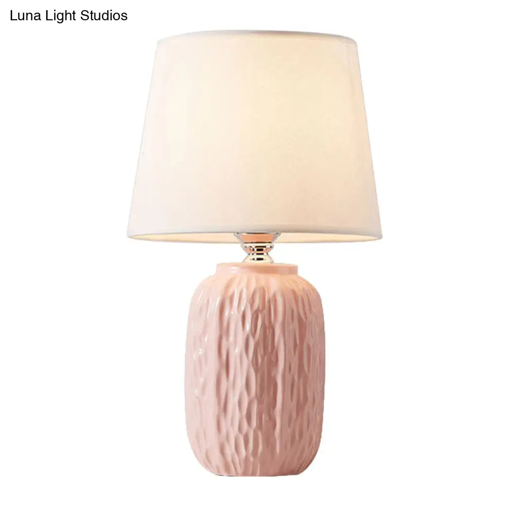 Modern Hammered Ceramic Night Lamp In Pink/Blue/Yellow With Tapered Lampshade
Note: Its Important