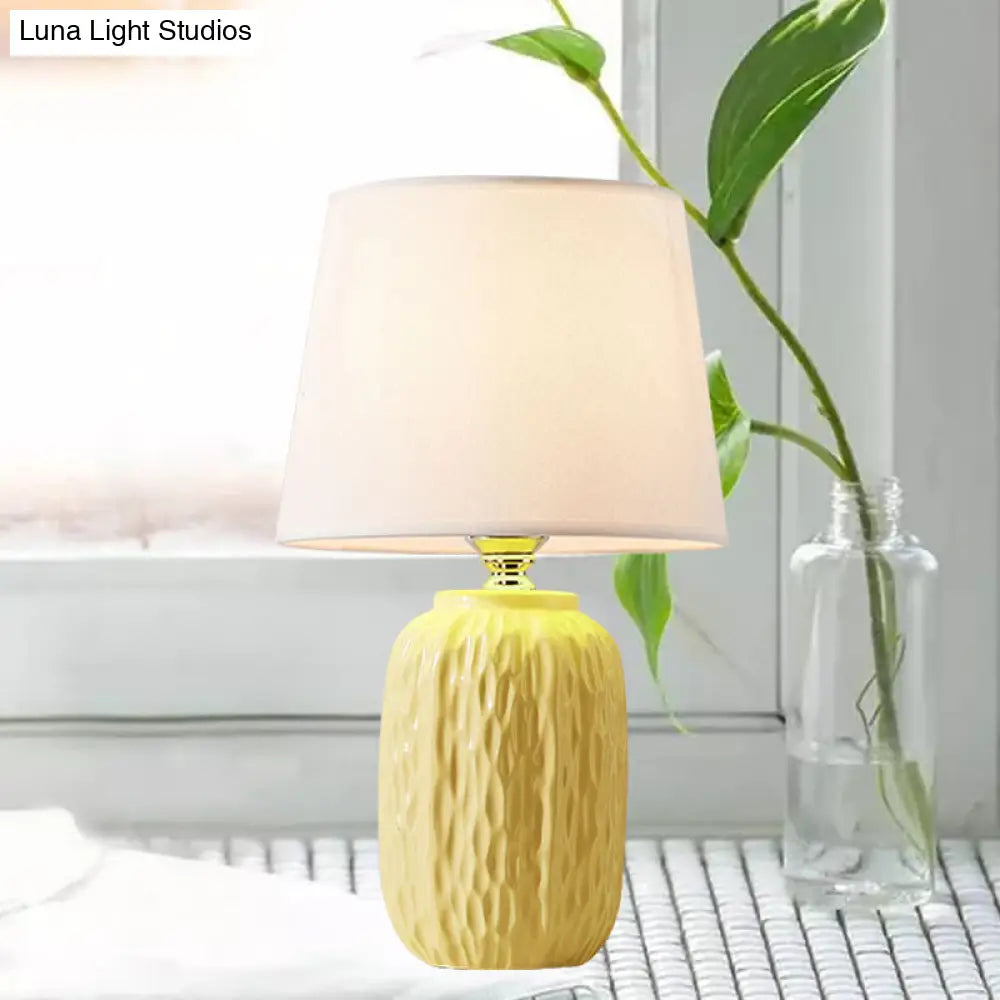 Modern Hammered Ceramic Night Lamp In Pink/Blue/Yellow With Tapered Lampshade
Note: Its Important