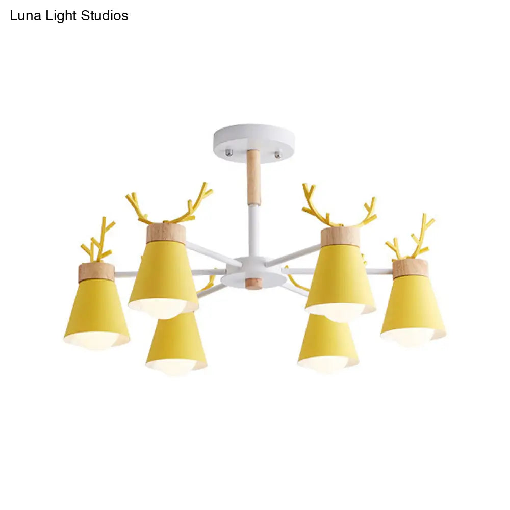 Modern Iron Deer Horn Kids Pendant Chandelier - Stylish Room Lighting Fixture