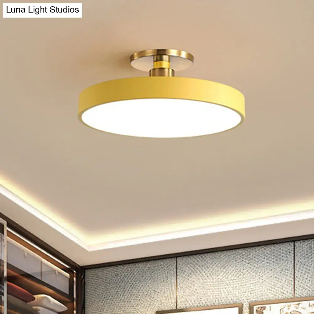Modern Led Acrylic Semi Flush Mount Ceiling Light Fixture With Circular Ring Design