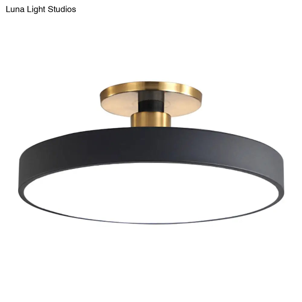 Modern Led Acrylic Semi Flush Mount Ceiling Light Fixture With Circular Ring Design