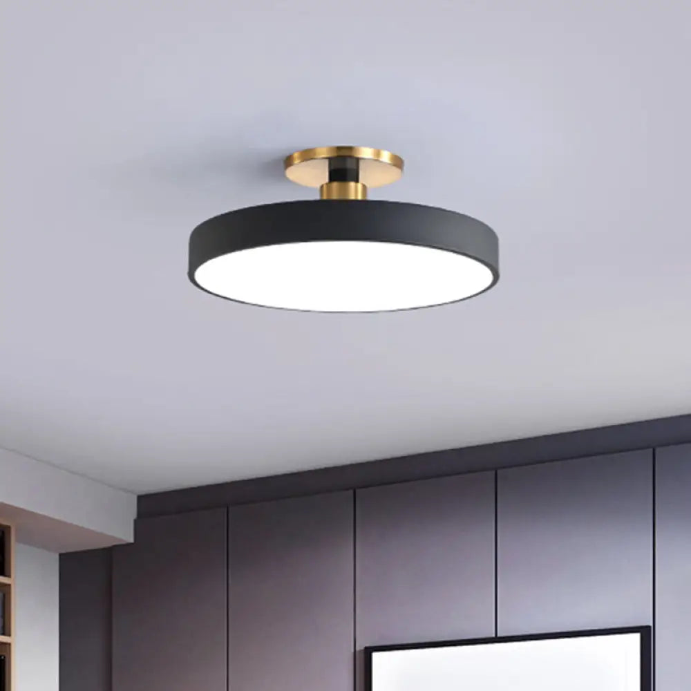 Modern Led Acrylic Semi Flush Mount Ceiling Light Fixture With Circular Ring Design Black / Warm