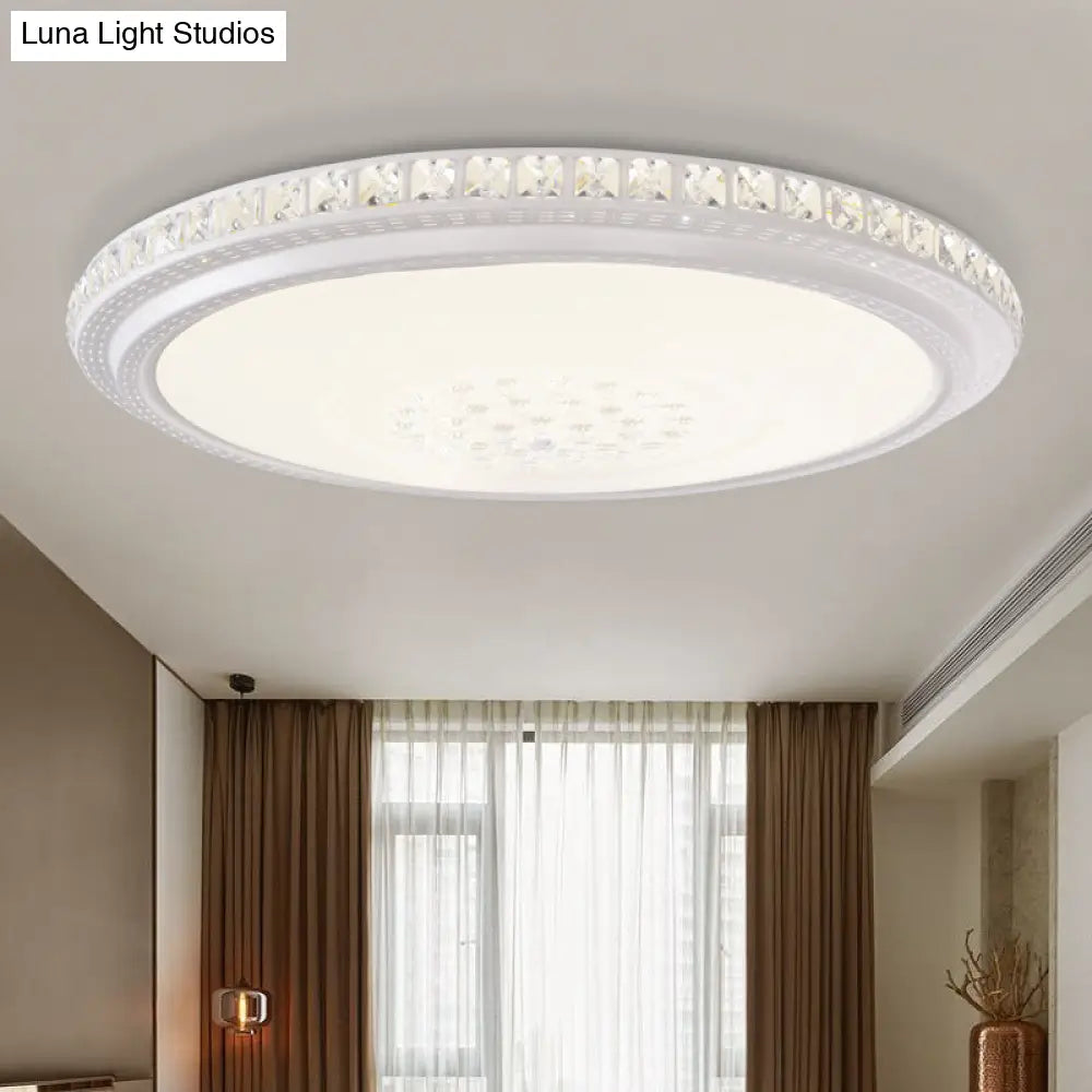Modern Led Ceiling Flush Light With Crystal Detail White Warm/White 12’/16’/19.5’ Dia.