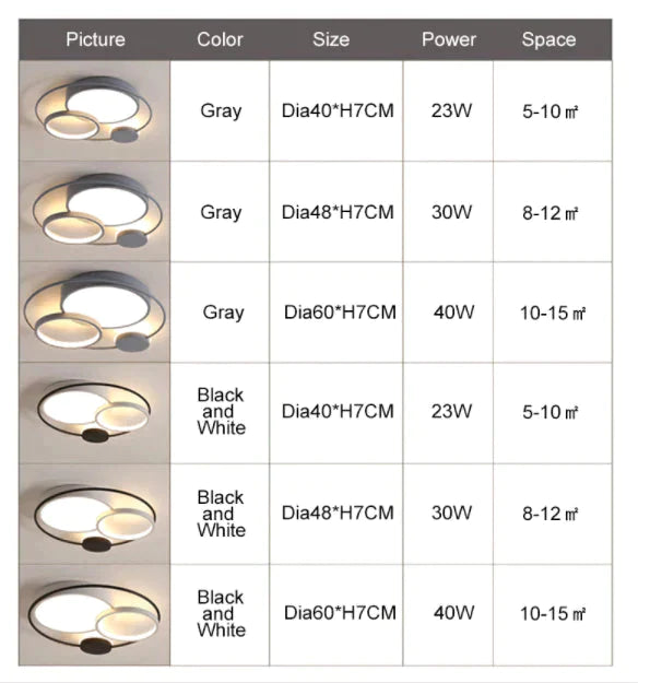 Modern Led Ceiling Lights For Living Room Bedroom Study Black+White Or Grey Color Lamp Fixtures