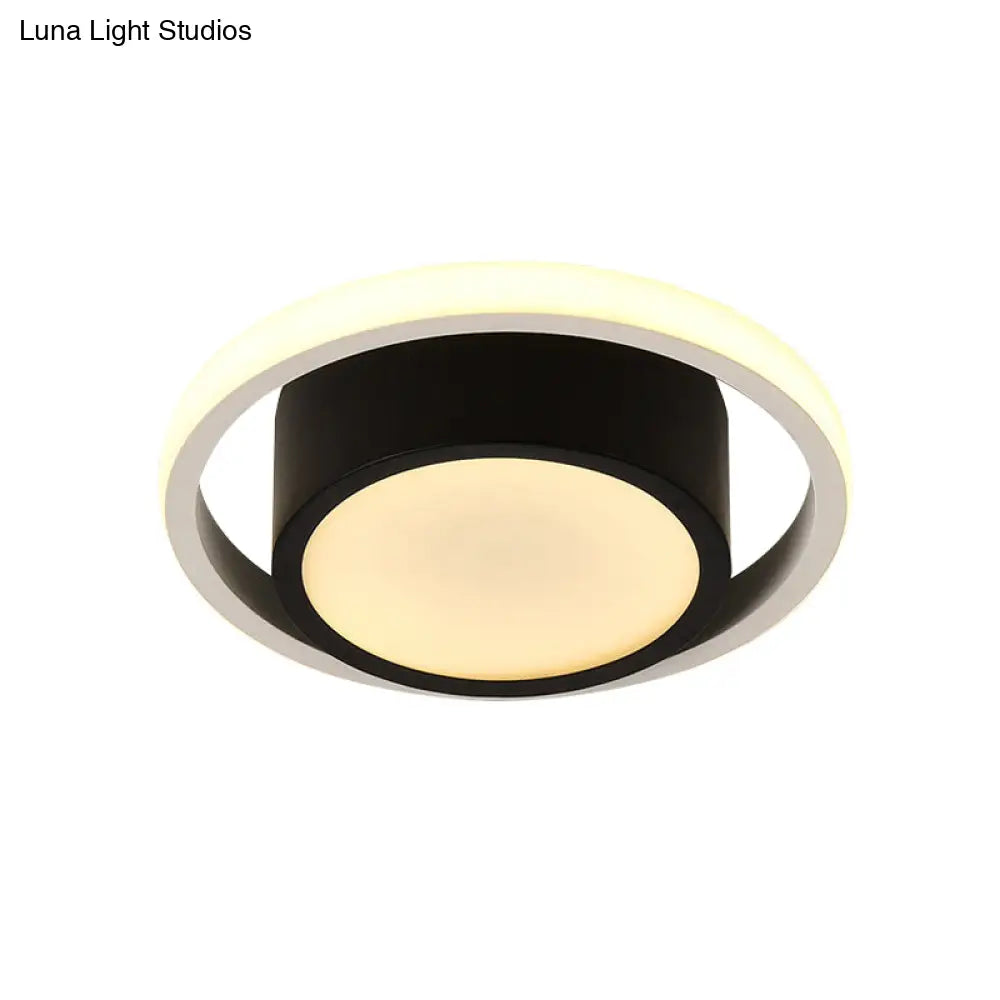 Modern Led Flush Mount Ceiling Light In Black And White With Warm Illumination For Living Room
