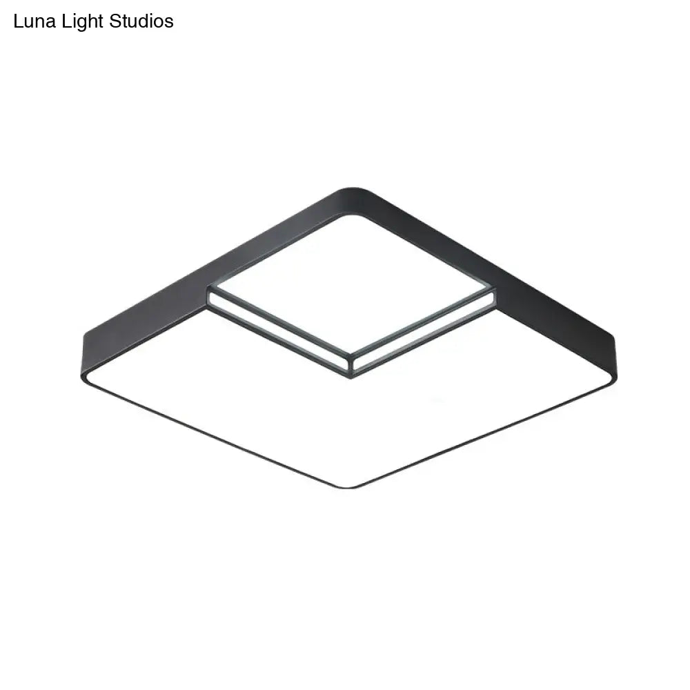 Modern Led Square Flush Mount Ceiling Light Fixture - White/Black White/Warm (16.5’/20.5’ W)