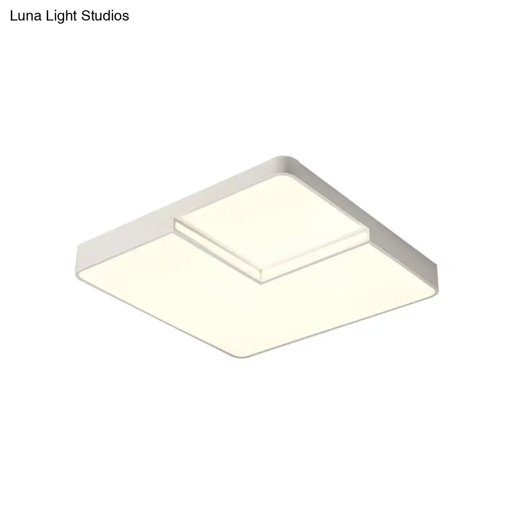 Modern Led Square Flush Mount Ceiling Light Fixture - White/Black White/Warm (16.5’/20.5’ W)