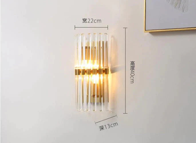 Modernes Licht Luxus Kristall LED Schlafzimmer Nachttischlampe Kupfer Wandleuchte
