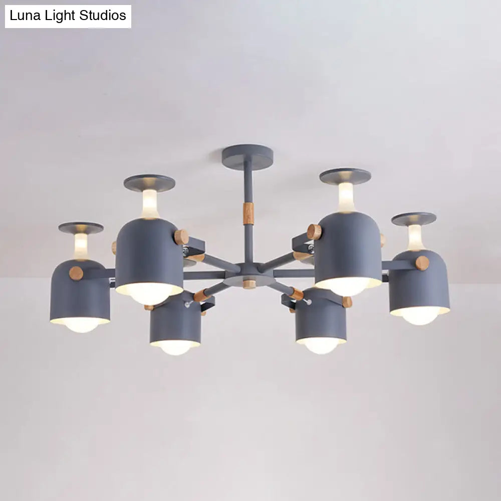 Modern Metal Cylinder Chandelier - 6-Light Hanging Ceiling Lamp For Living Room