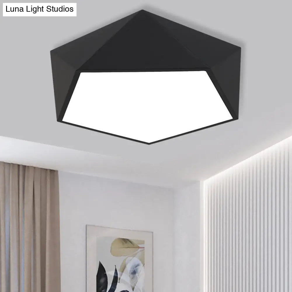 Modern Metal Pentagonal Flush Mount Led Light Fixture - Bedroom Ceiling Lighting Black / 16.5