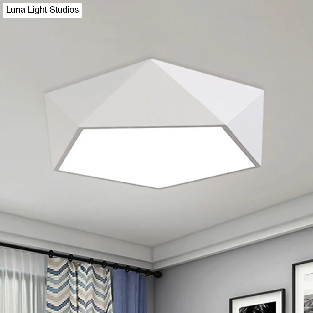Modern Metal Pentagonal Flush Mount Led Light Fixture - Bedroom Ceiling Lighting White / 16.5