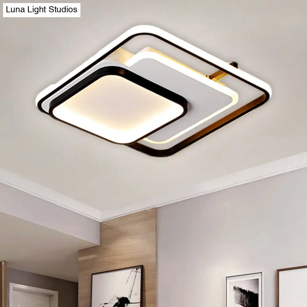 Modern Metal Rectangle/Square Led Ceiling Flush Mount In Warm/White Light Various Sizes