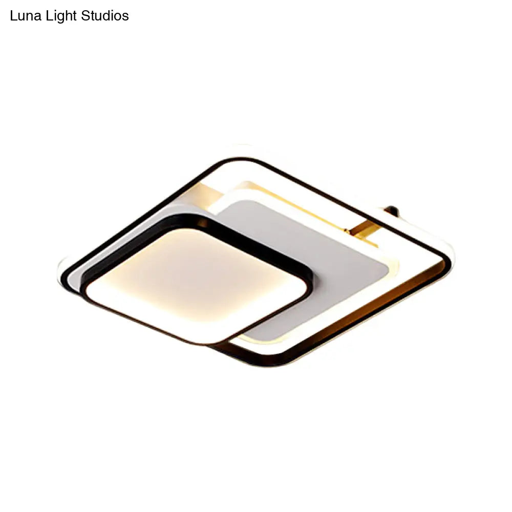 Modern Metal Rectangle/Square Led Ceiling Flush Mount In Warm/White Light Various Sizes