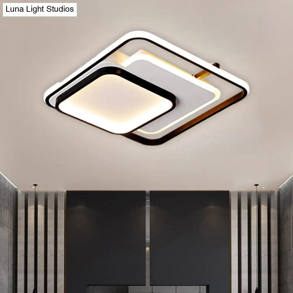 Modern Metal Rectangle/Square Led Ceiling Flush Mount In Warm/White Light Various Sizes