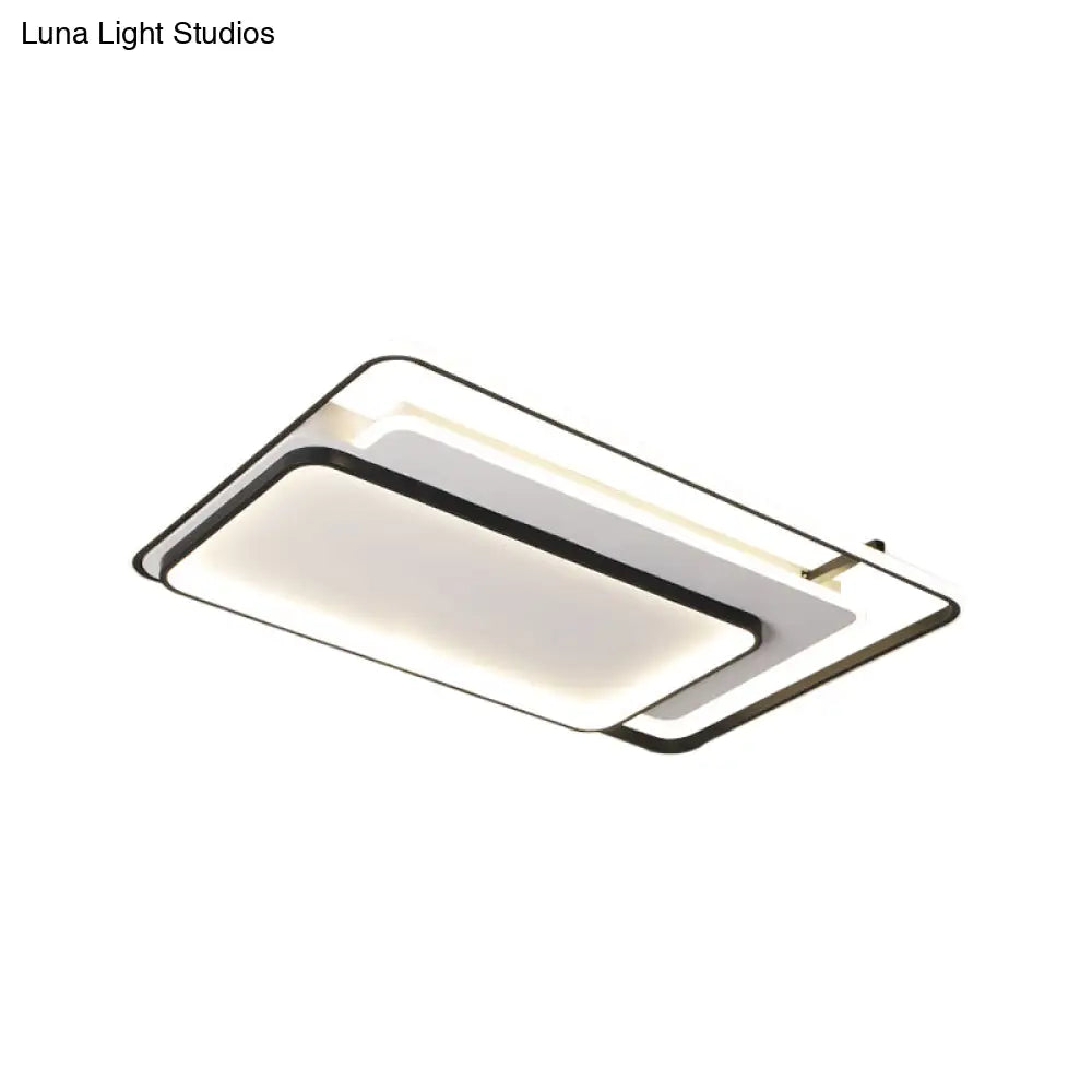 Modern Metal Rectangle/Square Led Ceiling Flush Mount In Warm/White Light Various Sizes