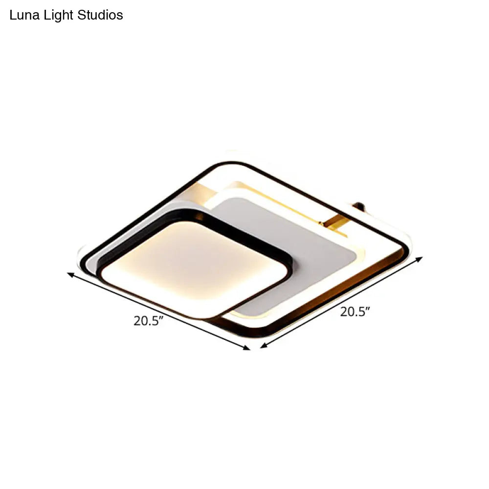 Modern Metal Rectangle/Square Led Ceiling Flush Mount In Warm/White Light Various Sizes