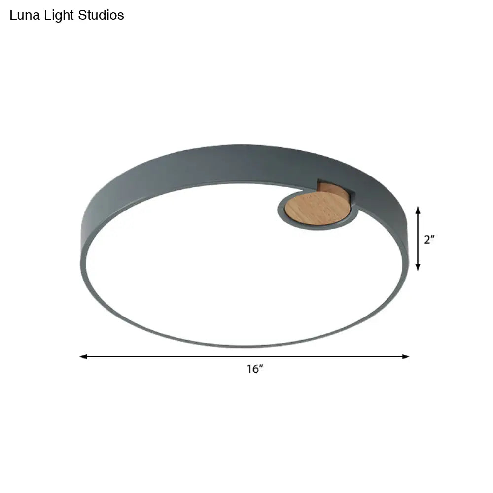Modern Nordic Acrylic Led Flush Mount Ceiling Lamp Grey Wood Deco Warm/White/Neutral Light