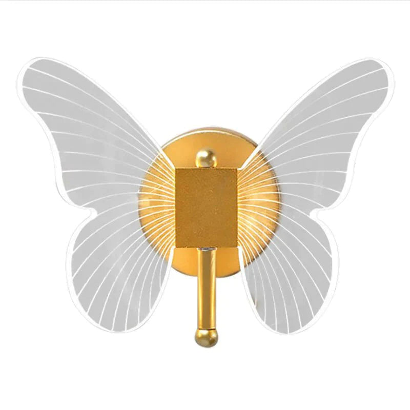 Moderne nordische LED-Wandleuchte mit Schmetterlingsmotiv, komplett aus Kupfer