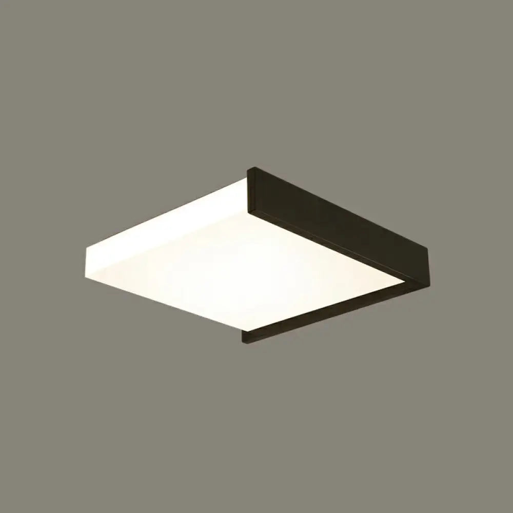 Modern Nordic Led Ceiling Light With Acrylic Square Design In Black And White / 19.5’ Remote
