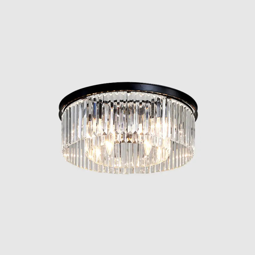 Modern Prismatic Crystal Flush Mount Ceiling Light For Living Room 8 / Black