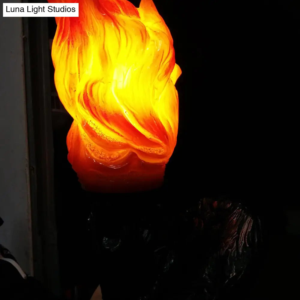 Modern Resin Torch Wall Light: Single Bulb Decorative Foyer Lamp In Orange
