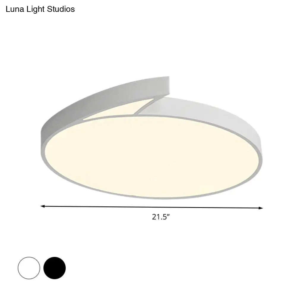 Modern Round Flush - Mount Ceiling Light - Black/White 18’/21.5’ Led Acrylic Flushmount With