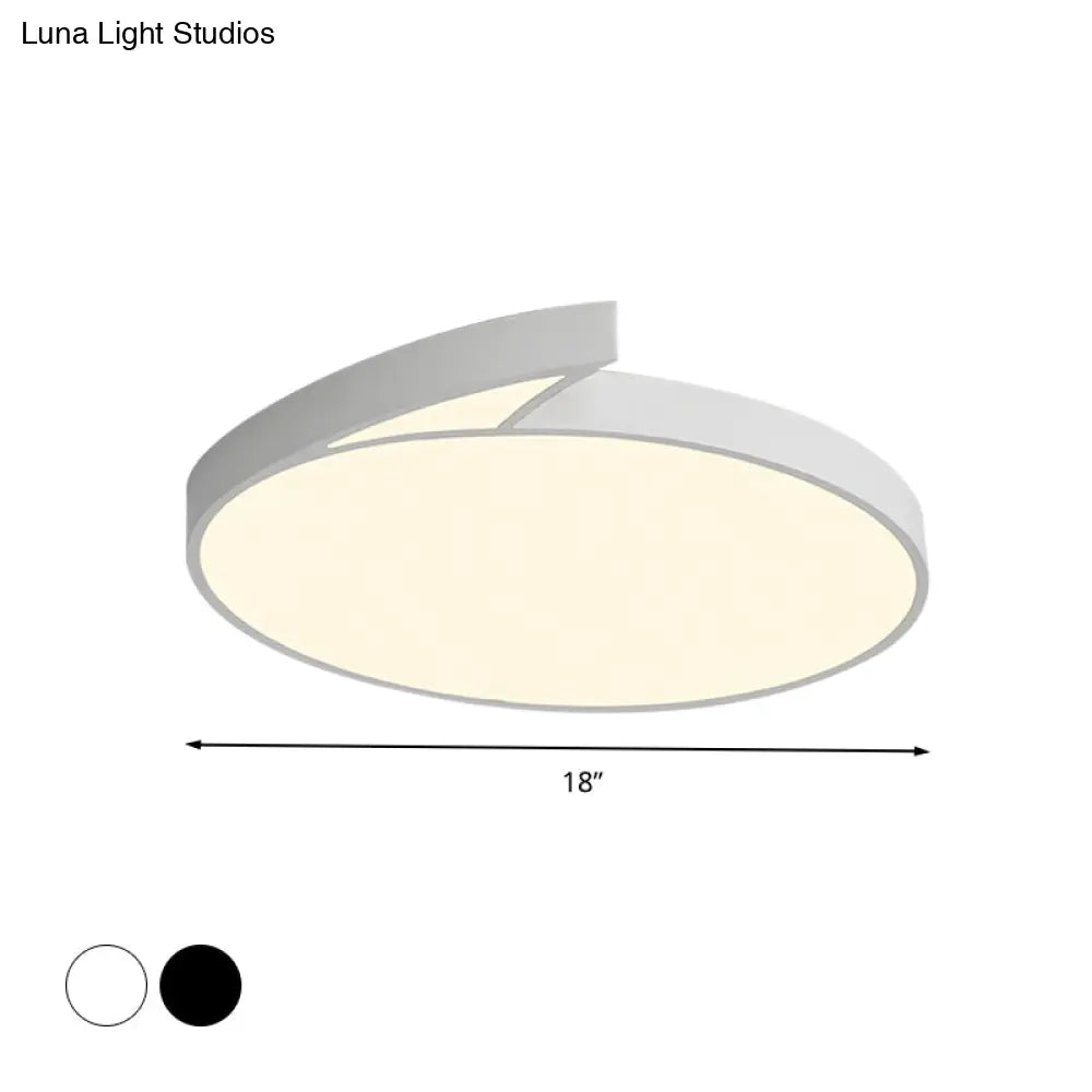 Modern Round Flush - Mount Ceiling Light - Black/White 18’/21.5’ Led Acrylic Flushmount With