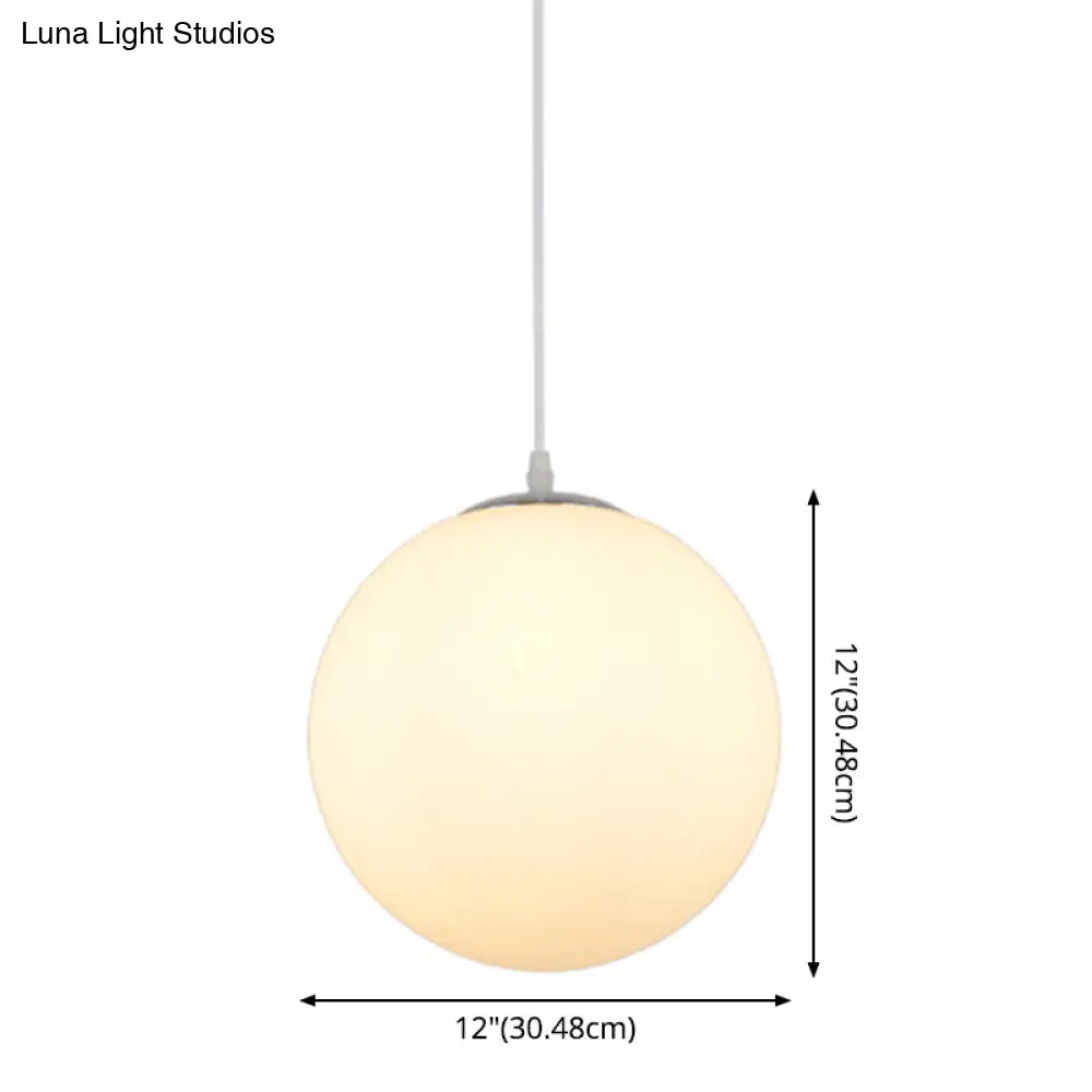 Modern Simple White Glass Round Ceiling Light For Restaurants - 1 Fixture
