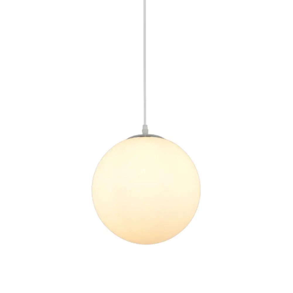 Modern Simple White Glass Round Ceiling Light For Restaurants - 1 Fixture / 7