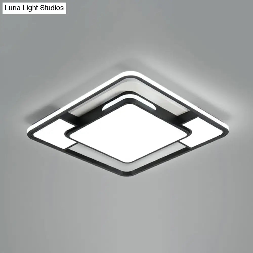 Modern Square Ceiling Flushmount Light In Black And White - Ideal For Bedrooms
