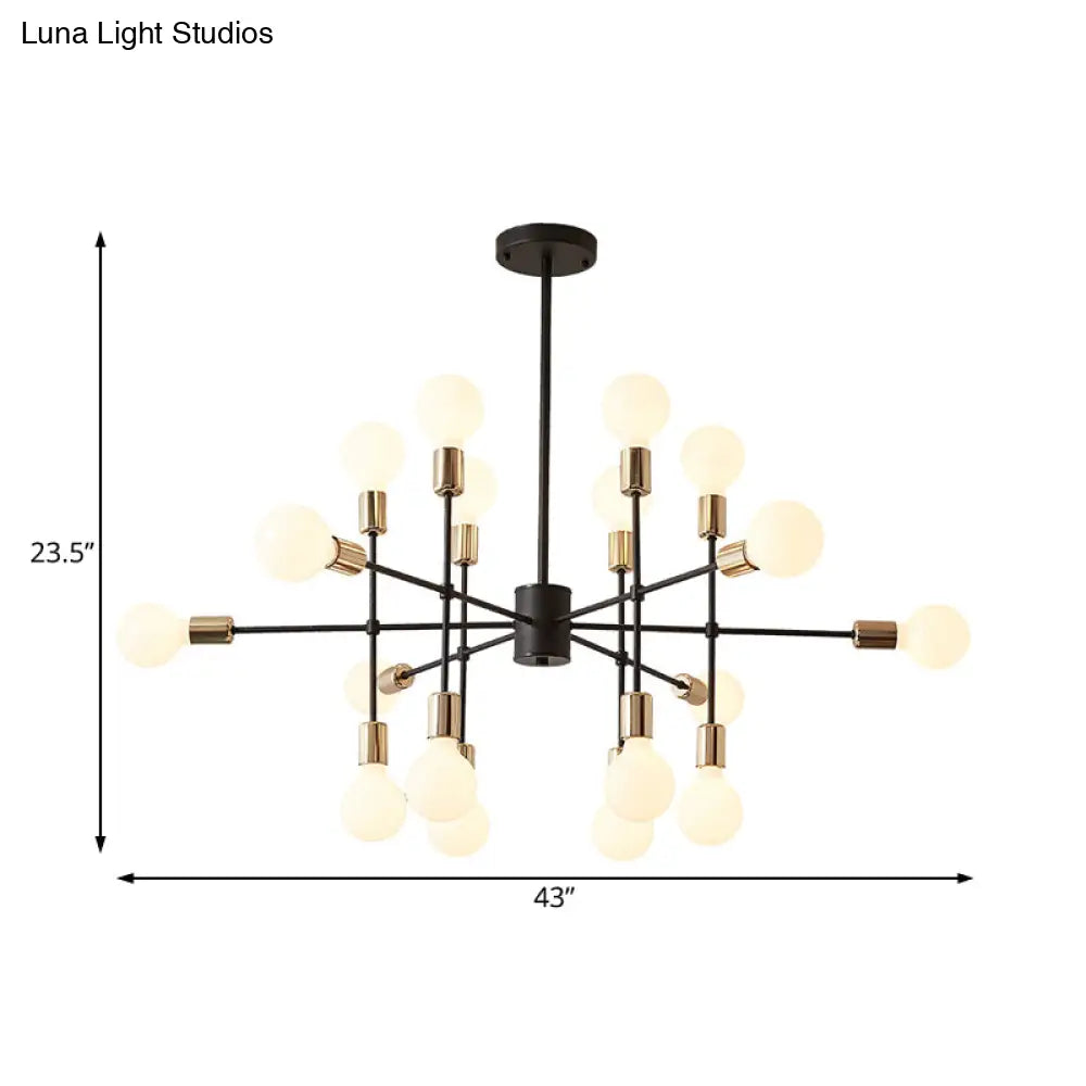 Modern Starburst Milk White Glass Chandelier With 12/15/18 Lights For Bedroom Black Pendant Lighting