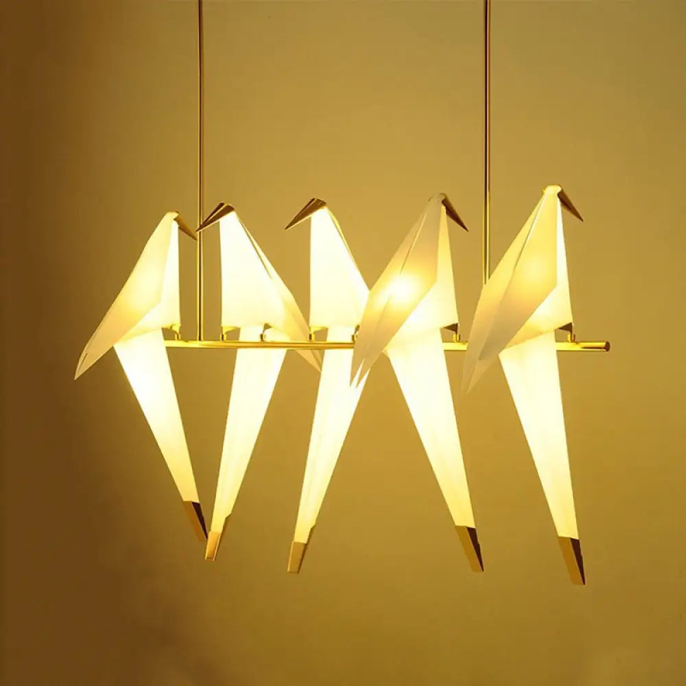 Modern White Chandelier Led Ceiling Light Fixture - Bird Shaped Design Ideal For Restaurants
This