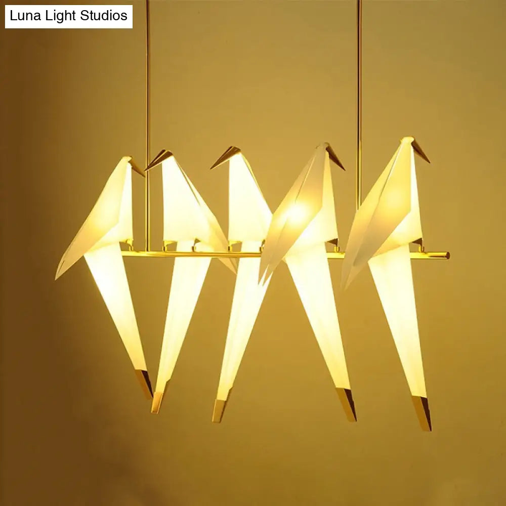 Modern White Chandelier Led Ceiling Light Fixture - Bird Shaped Design Ideal For Restaurants
This